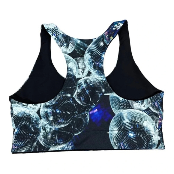 TEREZ Disco Fever Disco Ball All Over Print Racerback Sports Bra - Picture 2 of 7